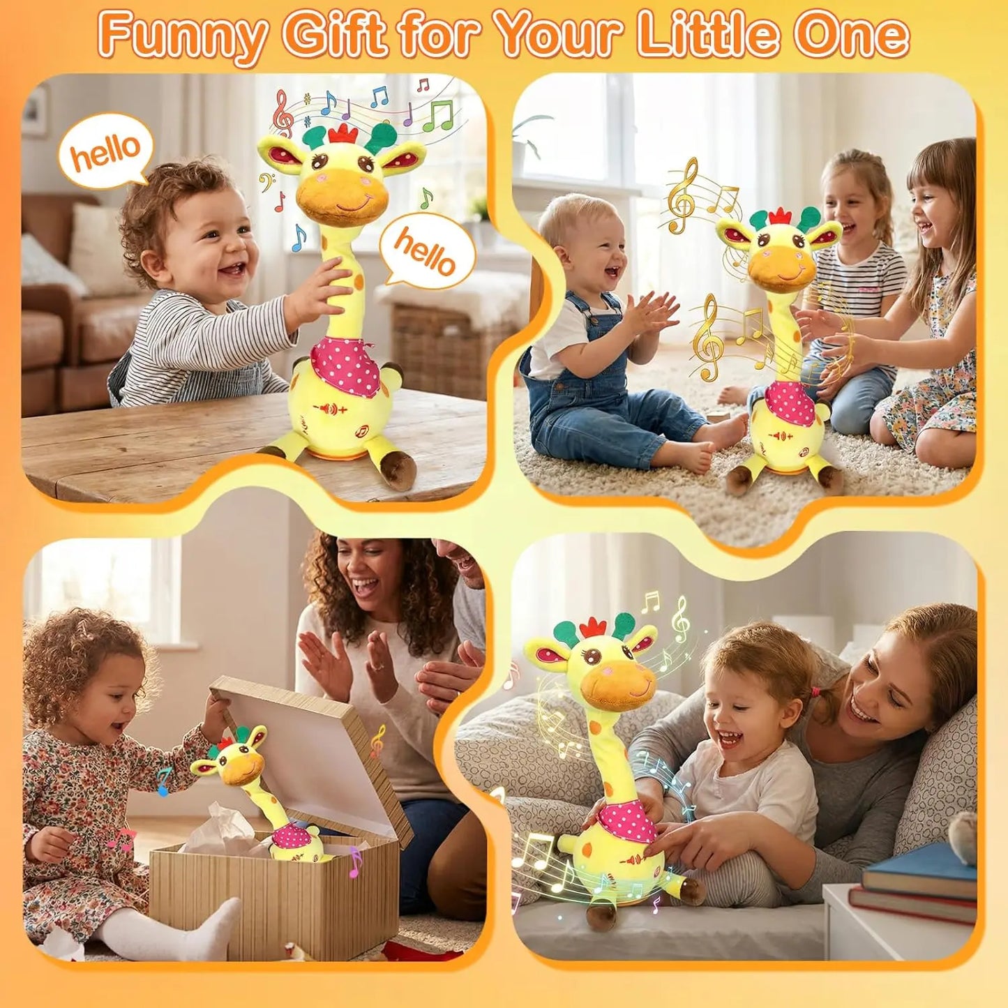 Talking Dancing Giraffe Baby Toys 3-18 Months, Singing Recording Repeats What You Say with Glowing Light, Funny Gift Toddlers 1-3 Year Old, Boys Girls Tummy Time Toys New Model