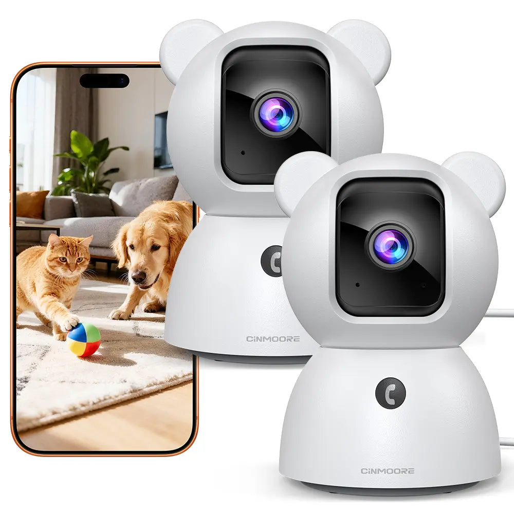 CINMOORE 2.5 Megapixel Indoor Wifi Security Camera C2LU - 360° Pan-110° Vertical Tilt, AI Motion Detection, 2-Way Audio, Night Vision, Baby Crying Alert, Microsd Slot, Smart Home Gadgets for Home Security Monitoring Recording