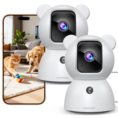 CINMOORE 2.5 Megapixel Indoor Wifi Security Camera C2LU - 360° Pan-110° Vertical Tilt, AI Motion Detection, 2-Way Audio, Night Vision, Baby Crying Alert, Microsd Slot, Smart Home Gadgets for Home Security Monitoring Recording