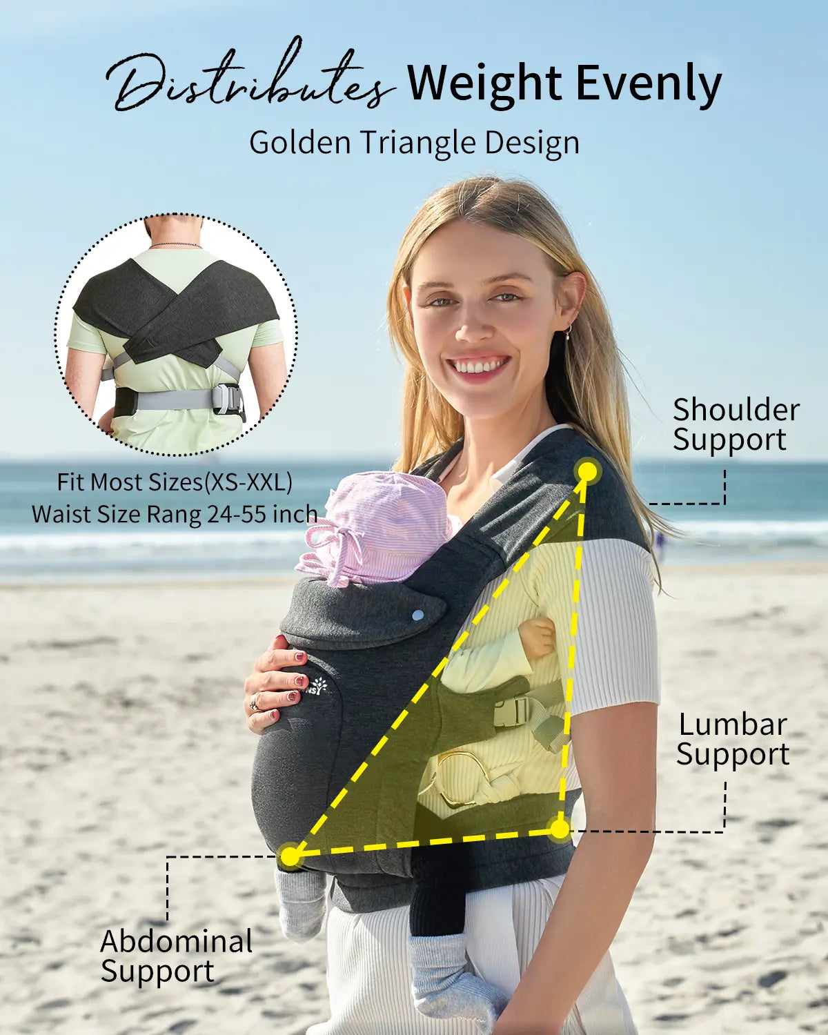 Grownsy Baby Carrier, Cozy Baby Wraps Carrier, Ergonomic Baby Carrier Newborn to Toddler with Head Support./019