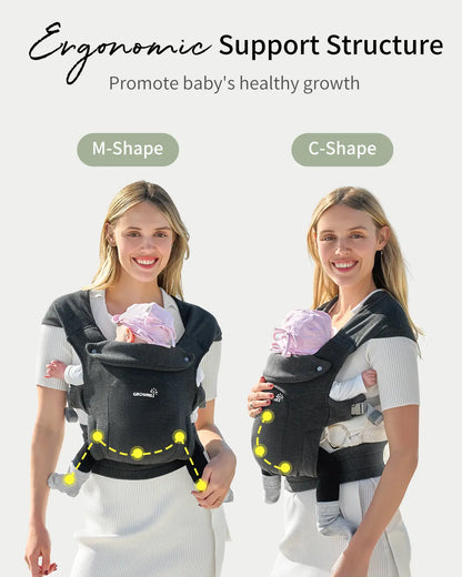 Grownsy Baby Carrier, Cozy Baby Wraps Carrier, Ergonomic Baby Carrier Newborn to Toddler with Head Support./019