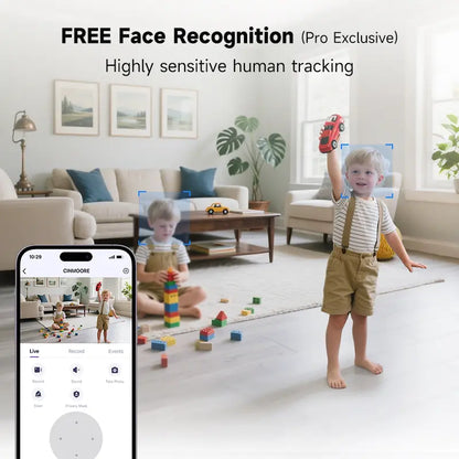 CINMOORE 2.5 Megapixel Indoor Wifi Security Camera C2LU - 360° Pan-110° Vertical Tilt, AI Motion Detection, 2-Way Audio, Night Vision, Baby Crying Alert, Microsd Slot, Smart Home Gadgets for Home Security Monitoring Recording