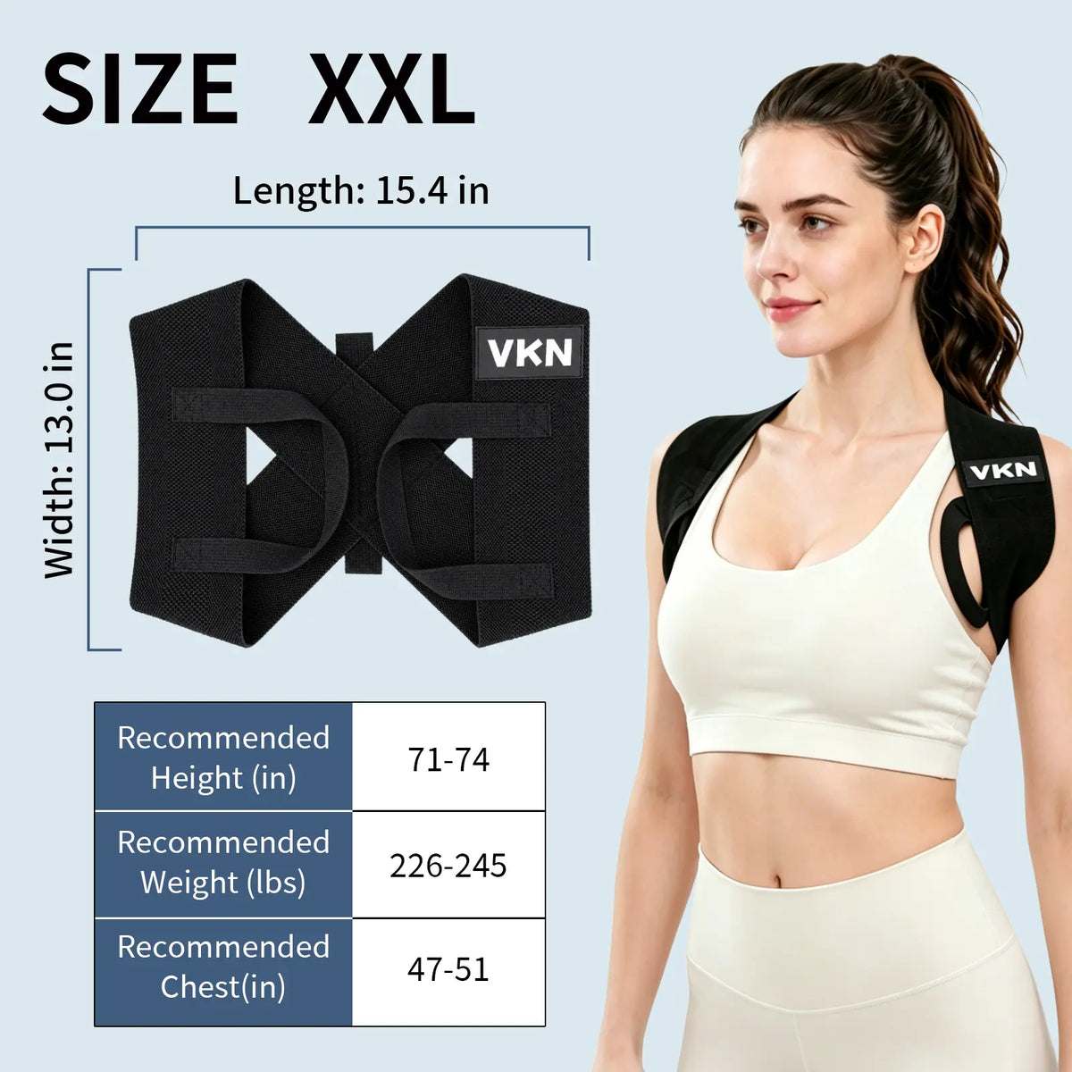 VKN Shoulder Straps - Posture Support Straps for Men & Women – Elastic Back Support, Straight Back Support, Use at Home or in Office (S-XXL)