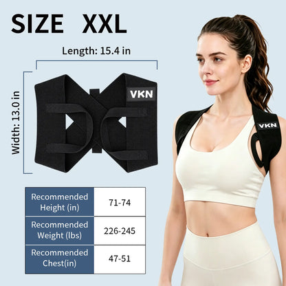 VKN Shoulder Straps - Posture Support Straps for Men & Women – Elastic Back Support, Straight Back Support, Use at Home or in Office (S-XXL)