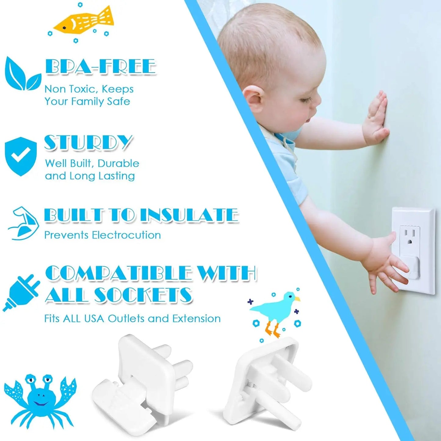 Outlet Covers 38-Pack White Child Proof Electrical Protector Safety Improved Baby Safety Plug Covers