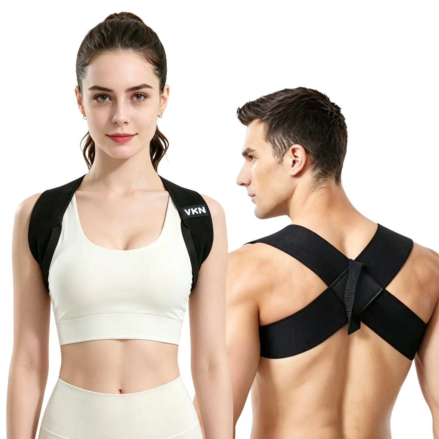 VKN Shoulder Straps - Posture Support Straps for Men & Women – Elastic Back Support, Straight Back Support, Use at Home or in Office (S-XXL)