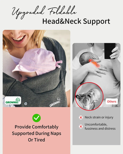 Grownsy Baby Carrier, Cozy Baby Wraps Carrier, Ergonomic Baby Carrier Newborn to Toddler with Head Support./019